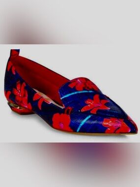 Nicholas Kirkwood Floral Leather Loafers Size 7.5, Made In Italy